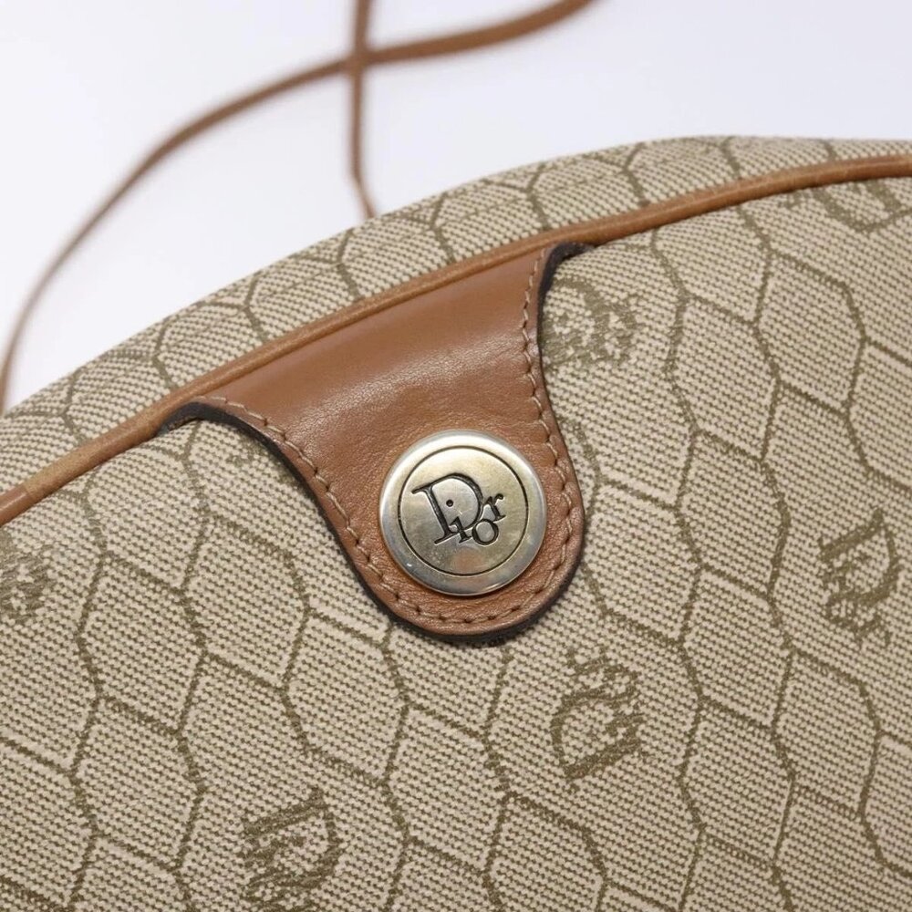 Christian Dior Honeycomb Canvas Shoulder Bag PVC Beige Gold Auth BA5167 - Picture 8 of 16